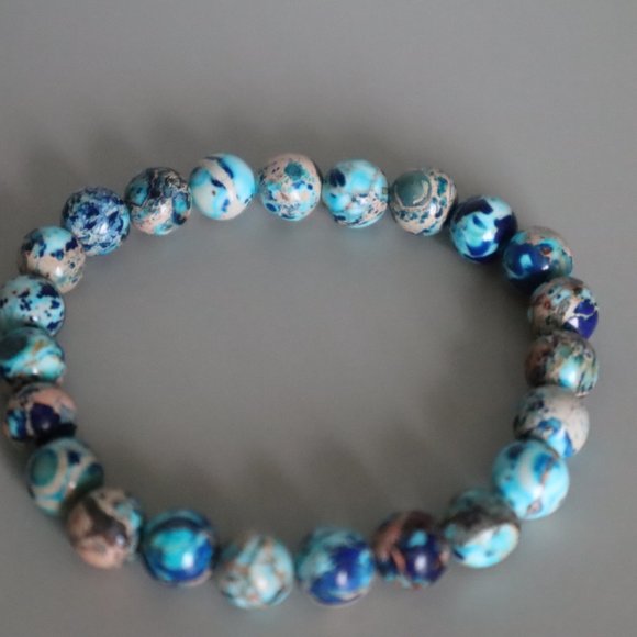 Blue Jasper Stretch Bracelet - Picture 7 of 11